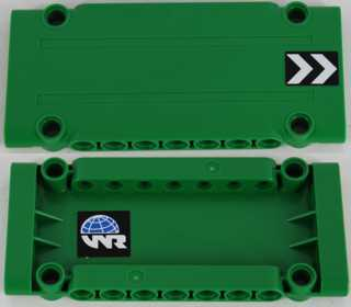 Technic, Panel Plate 5 x 11 x 1 with Black and White Chevrons on Outside and Globe and White 'WR' World Racers Logo on Inside Left Pattern (Stickers) - Set 8864