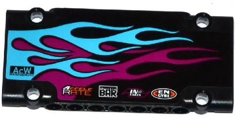 Technic, Panel Plate 5 x 11 x 1 with Medium Azure and Magenta Flames and Sponsor Logos Pattern Model Left (Sticker) - Set 42050