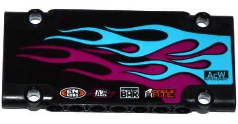 Technic, Panel Plate 5 x 11 x 1 with Medium Azure and Magenta Flames and Sponsor Logos Pattern Model Right (Sticker) - Set 42050