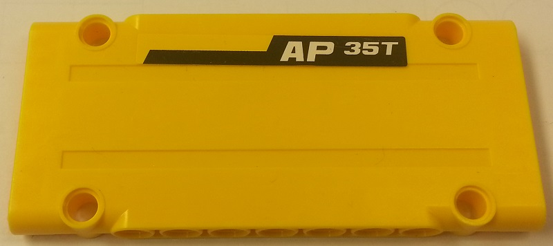 Technic, Panel Plate 5 x 11 x 1 with 'AP 35T' on Black Stripe on Yellow Background Pattern Model Right Side (Sticker) - Set 8264