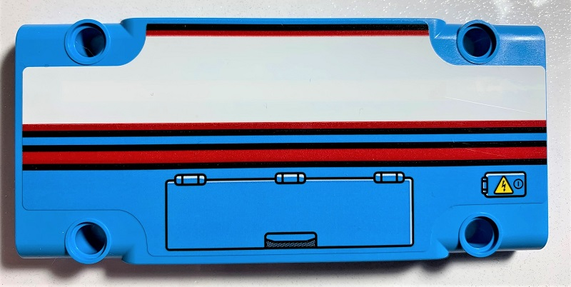 Technic, Panel Plate 5 x 11 x 1 with Red Line, White Stripe Outlined in Red, Warning Sign and Hatch Pattern Model Right Side (Sticker) - Set 42070