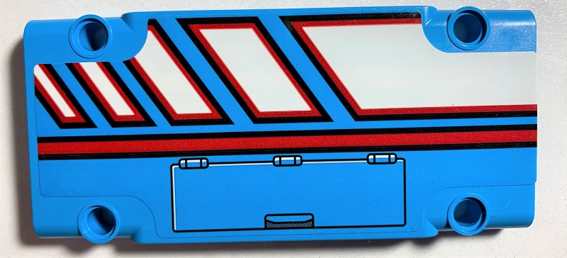 Technic, Panel Plate 5 x 11 x 1 with Red Line, White Polygons Outlined in Red and Hatch Pattern Model Left Side (Sticker) - Set 42070