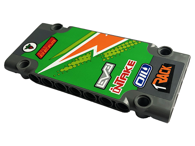 Technic, Panel Plate 5 x 11 x 1 with Carrot, 'AXLE BEAM', 'LEVEL' 'inTAKE', 'OIL' and 'TRACK' Pattern Model Right Side (Sticker) - Set 42129