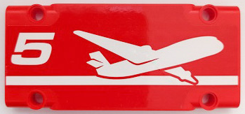 Technic, Panel Plate 5 x 11 x 1 with White Airplane, Stripe and Number 5 Pattern Model Right Side (Sticker) - Set 42068