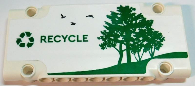 Technic, Panel Plate 5 x 11 x 1 with Green Recycling Arrows, 'RECYCLE', Birds and Trees Pattern Model Left Side (Sticker) - Set 42167