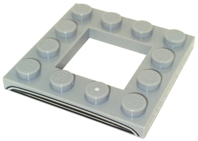 Plate, Modified 4 x 4 with 2 x 2 Open Center with Black and Silver Aston Martin DB5 Grille Pattern