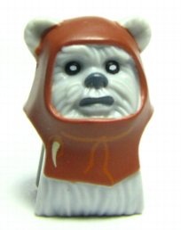 Minifigure, Head, Modified SW Ewok with Reddish Brown Hood with White Tooth Pattern