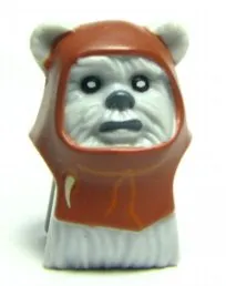 Minifigure, Head, Modified SW Ewok with Reddish Brown Hood with White Tooth Pattern