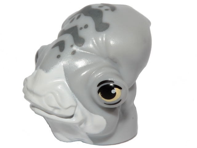 Minifigure, Head, Modified SW Mon Calamari with White Dewlap, Dark Bluish Gray Spots and Yellow Eyes with Eyelids Pattern (Lieutenant Bek)