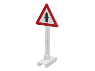 Road Sign Triangle with Road Crossing Pattern