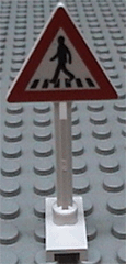 Road Sign Triangle with Pedestrian Crossing 1 Person in Crosswalk Pattern