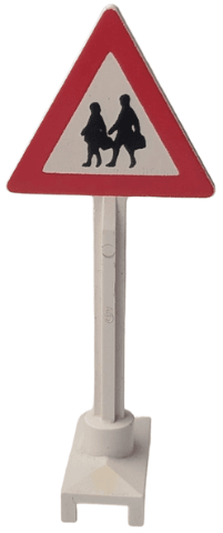 Road Sign Triangle with Pedestrian Crossing 2 People Pattern