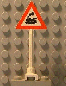Road Sign Triangle with Train Engine with Cab Window Pattern