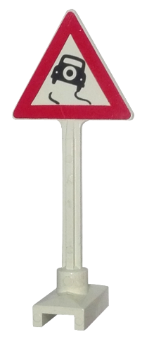 Road Sign Triangle with Skidding Car Pattern (Car with Tire on Back)