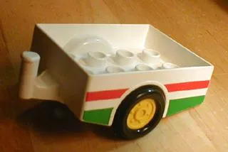 Duplo Trailer with Hitch Ends and Green and Red Stripe Pattern