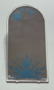 Glass for Door Frame 1 x 6 x 7 Arched with Notches and Rounded Pillars with Mirror and Metallic Light Blue Ice Crystal and Snowflakes Pattern (Sticker) - Set 41168