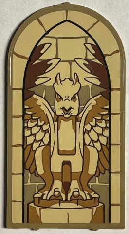 Glass for Door Frame 1 x 6 x 7 Arched with Notches and Rounded Pillars with Tan Bricks, Medium Nougat and Reddish Brown Gargoyle Statue Pattern (Sticker) - Set 76402