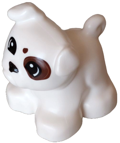 Duplo Dog Bulldog with Reddish Brown Eye Contour Left and Spot on Forehead Pattern