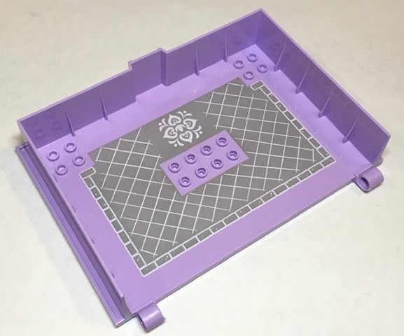 Container, Book Cover Half, 16 x 12 x 2 2/3 (Storybook Adventures) with Light Bluish Gray Background with Stonework and Lattice Pattern