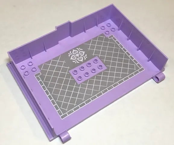 Container, Book Cover Half, 16 x 12 x 2 2/3 (Storybook Adventures) with Light Bluish Gray Background with Stonework and Lattice Pattern