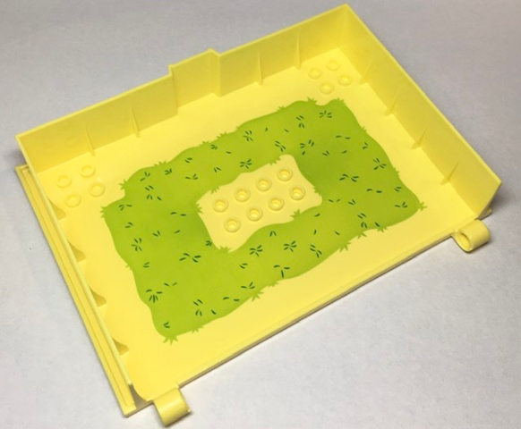 Container, Book Cover Half, 16 x 12 x 2 2/3 (Storybook Adventures) with Lime Background with Green Grass Blades Pattern