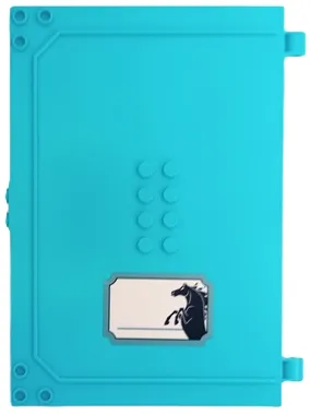 Container, Book Cover Half, 16 x 12 x 2 2/3 (Storybook Adventures) with Name Label with Dark Blue Nokk Silhouette on White Background Pattern (Sticker) - Set 43189