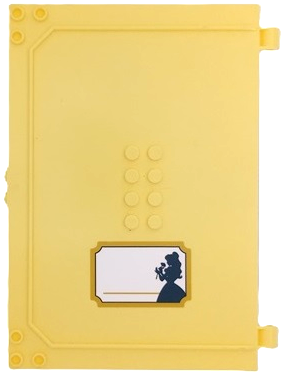 Container, Book Cover Half, 16 x 12 x 2 2/3 (Storybook Adventures) with Name Label with Dark Blue Belle Silhouette on White Background Pattern (Sticker) - Set 43177