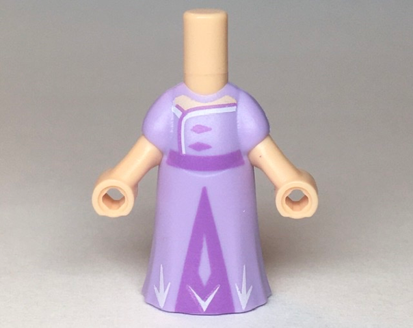 Micro Doll, Body with Molded Lavender Dress and Printed Medium Lavender Triangular Panel, Waistband, White Trim, Light Nougat Neck Pattern