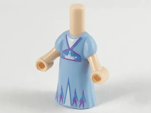 Micro Doll, Body with Molded Bright Light Blue Dress and Printed Medium Blue and Medium Lavender Trim, White Triangular Panels and Half Snowflake Pattern