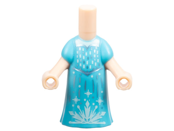 Micro Doll, Body with Molded Medium Azure Dress and Printed Light Aqua Dots, Sparkles, and Half Snowflake, Metallic Light Blue Waistband Pattern