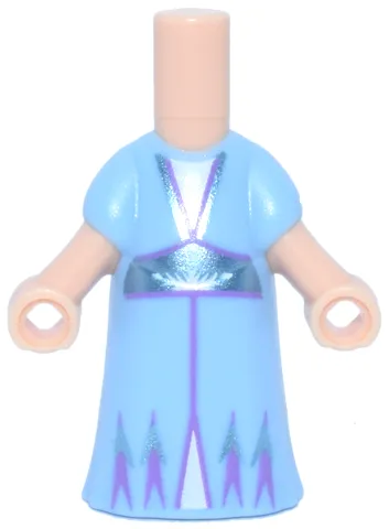 Micro Doll, Body with Molded Bright Light Blue Dress and Printed Metallic Light Blue and Medium Lavender Trim with Center Line, White Triangular Panels and Half Snowflake Pattern