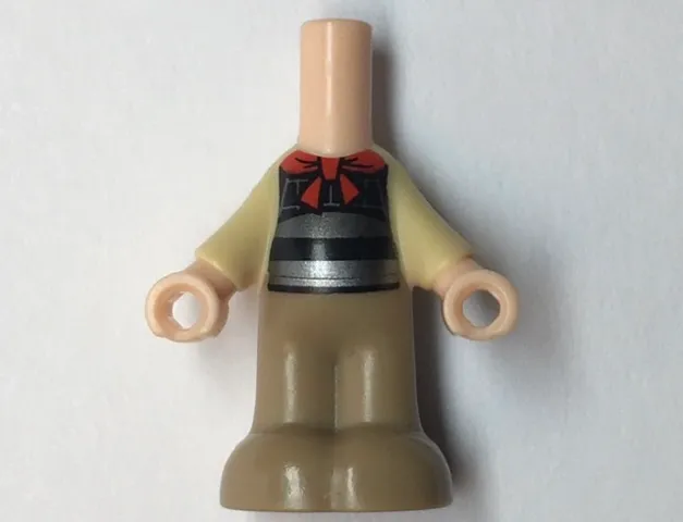Micro Doll, Body with Molded Tan Top and Dark Tan Pants and Printed Black and Silver Armor, Red Neckerchief Scarf Pattern