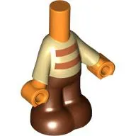 Micro Doll, Body with Molded Tan Top and Reddish Brown Pants and Printed Dark Orange Stripes Pattern