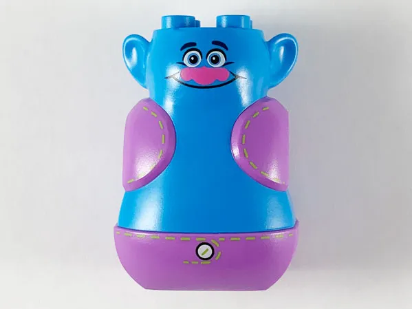 Torso Large with Head, Trolls, 4 Studs on Top, Medium Lavender Vest and Pants Pattern