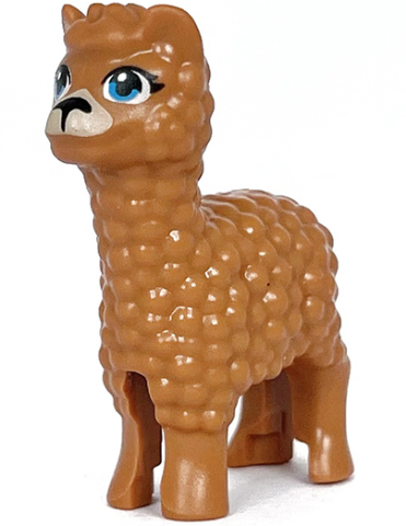 Alpaca / Llama, Friends Style with Dark Azure Eyes with Eyelashes, Black Nose and Tan Muzzle Pattern