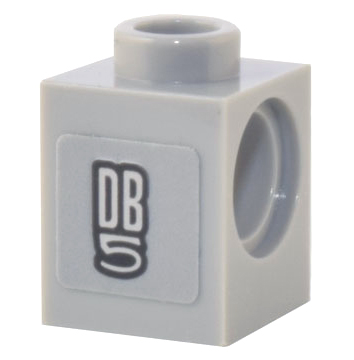 Technic, Brick 1 x 1 with Hole with Silver and Black Aston Martin 'DB5' Logo Pattern (Sticker) - Set 10262