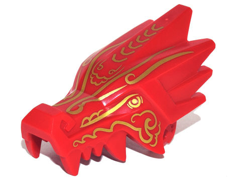 Dragon Head (Ninjago) Jaw Upper with Gold Eyes, Scales, and Markings Pattern