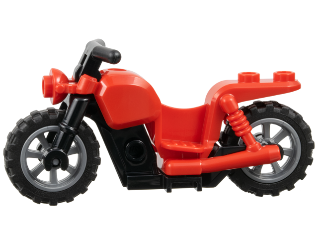 Motorcycle Cruiser with Black Frame, Flat Silver Wheels, and Black Handlebars