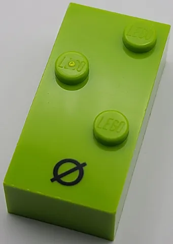 Brick, Braille 2 x 4 with 3 Studs with Black Slashed Capital Letter O (Ø) Pattern (dots-246 ⠪)
