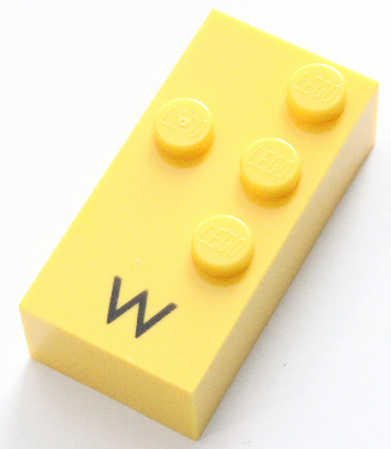 Brick, Braille 2 x 4 with 4 Studs with Black Capital Letter W Pattern (dots-2456 ⠺)