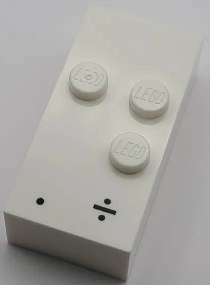 Brick, Braille 2 x 4 with 3 Studs with Black Period (.) / Division Sign (÷) Pattern (dots-256 ⠲)