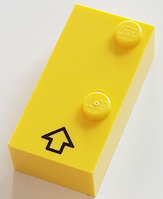 Brick, Braille 2 x 4 with 2 Studs with Black Arrow / Capital Prefix Pattern (dots-46 ⠨)