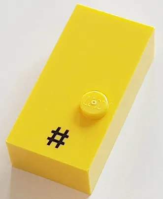 Brick, Braille 2 x 4 with 1 Stud with Black Number Sign / Hash / Pound Sign (#) Pattern (dots-6 ⠠) (French with Antoine Numbers)