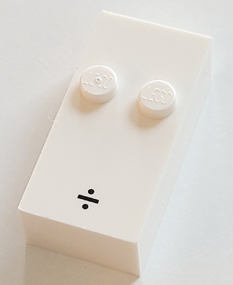 Brick, Braille 2 x 4 with 2 Studs with Black Division Sign (÷) Pattern (dots-25 ⠒)