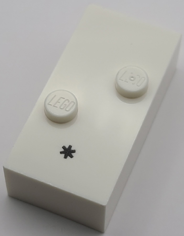 Brick, Braille 2 x 4 with 2 Studs with Black Asterisk (*) Pattern (dots-35 ⠔) (Swedish)