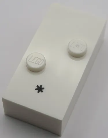 Brick, Braille 2 x 4 with 2 Studs with Black Asterisk (*) Pattern (dots-35 ⠔) (Swedish)