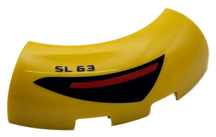 Brick, Round Corner 3 x 3 without Studs with Black and Red Taillight and 'SL 63' Pattern