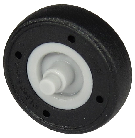 Wheel Small with Stub Axles with Molded Black Hard Rubber Tire Pattern
