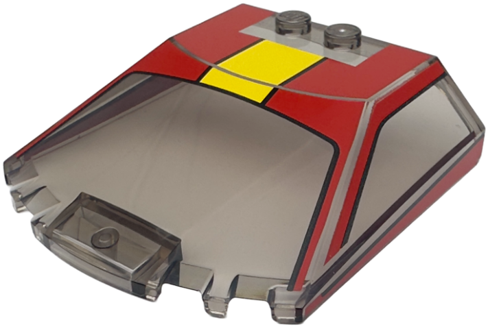 Windscreen 6 x 6 x 1 1/3 Straight Sides with Red Window Frame Outline and Roof and Yellow Stripe Pattern