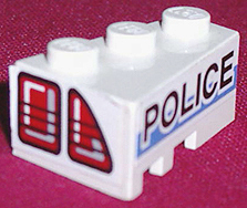 Wedge 3 x 2 Right with Taillights and 'POLICE' on White/Blue Background Pattern (Stickers) - Set 8230